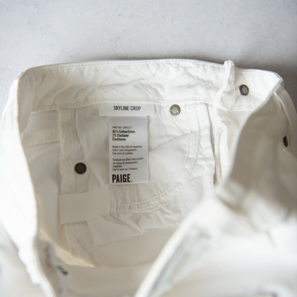 PAIGE  Skyline Crop Skinny Cuffed Hem Optic White Jeans Size 25 - Picture 12 of 12